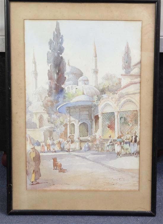 J. Pavlikevitch (Russian circa 1900) View of the Grand Mosque, Constantinople 17 x 11.25in.